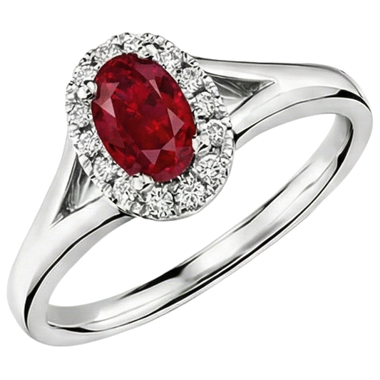 natural round ruby 3.25ct ring side angle