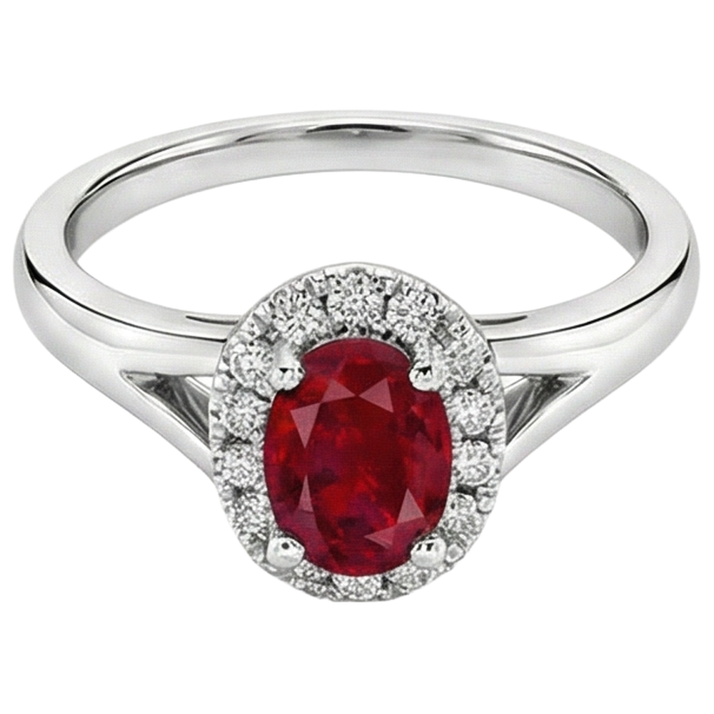 natural round ruby 3.25ct ring close up detail