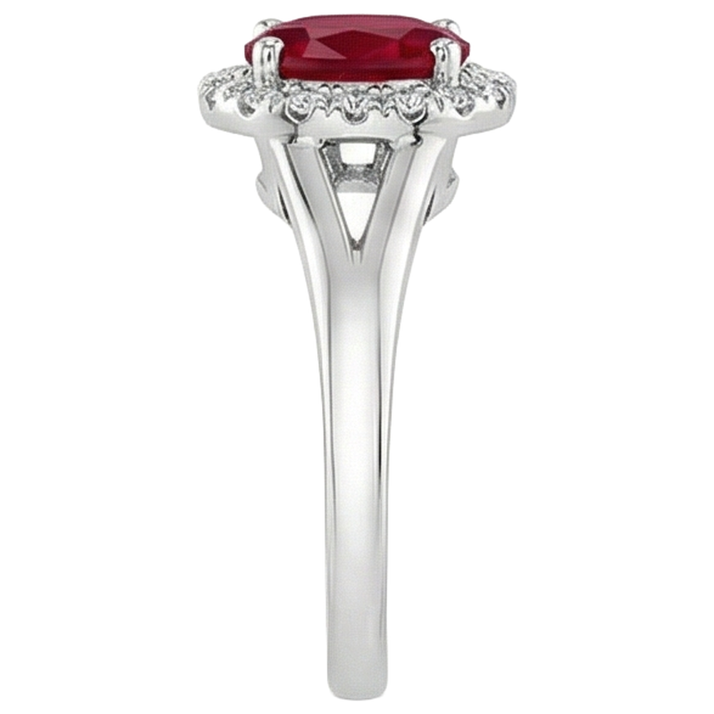 natural round ruby 3.25ct ring top view