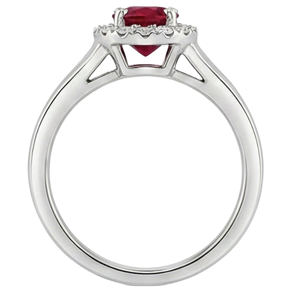 natural round ruby 3.25ct ring profile view