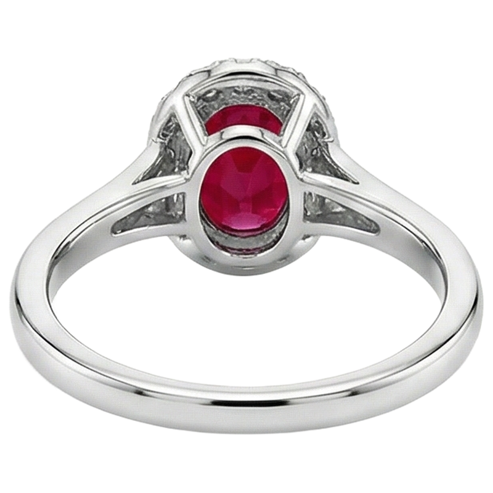 natural round ruby 3.25ct ring on white background