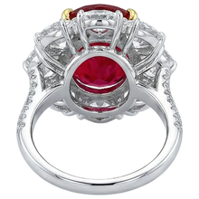 Oval Cut Red Ruby With Round Natural Earth Mined Diamond Ring 4.50 Carats Gold 14K