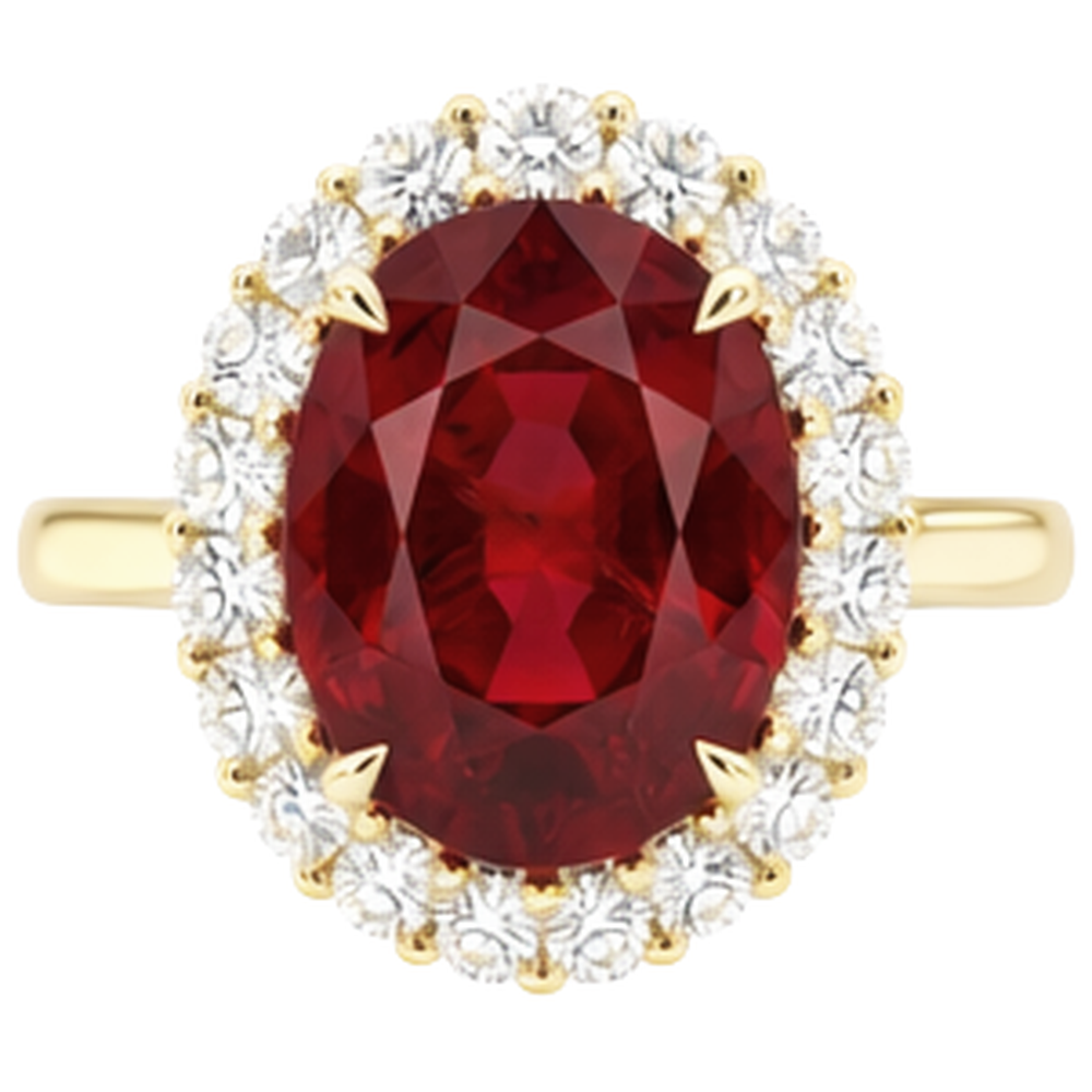 natural round ruby 5.35ct ring front view