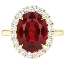 natural round ruby 5.35ct ring front view