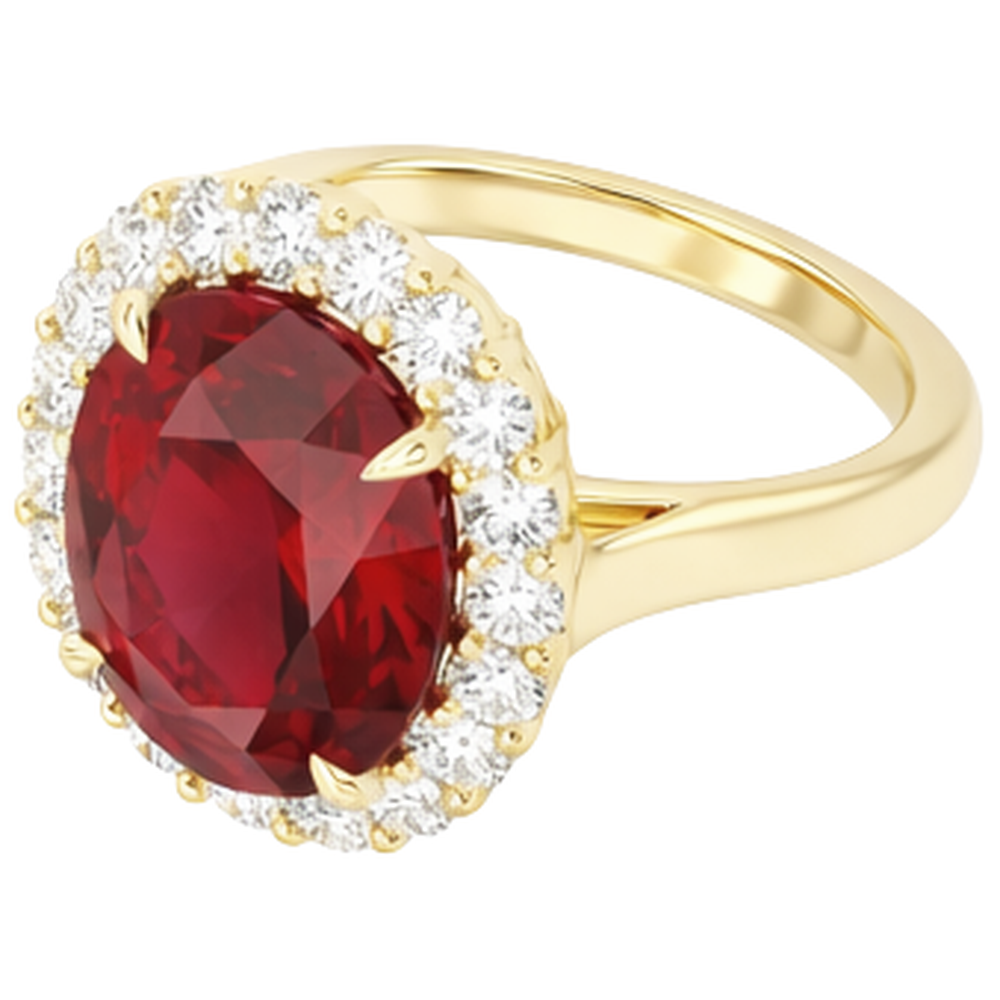 natural round ruby 5.35ct ring side angle