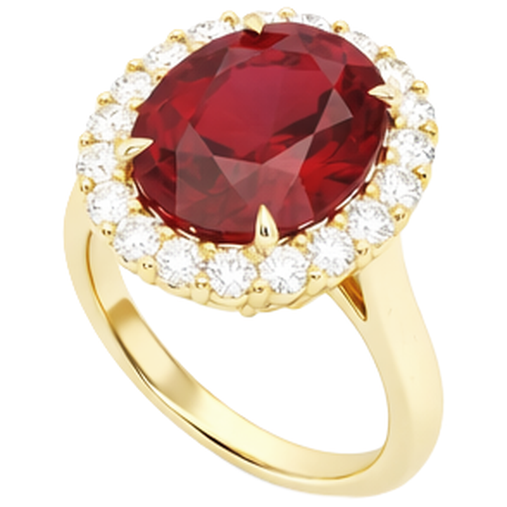 natural round ruby 5.35ct ring close up detail