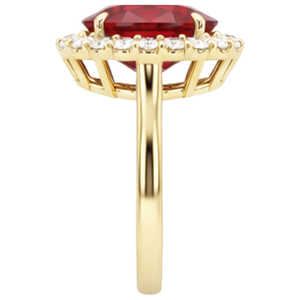 natural round ruby 5.35ct ring top view