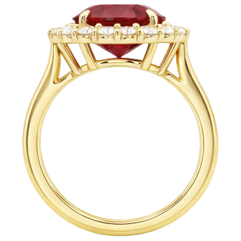 natural round ruby 5.35ct ring profile view