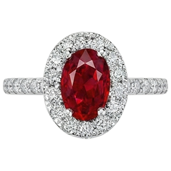 Oval Cut Ruby With Natural Earth Mined Diamonds 4 Carats Wedding Ring White Gold 14K