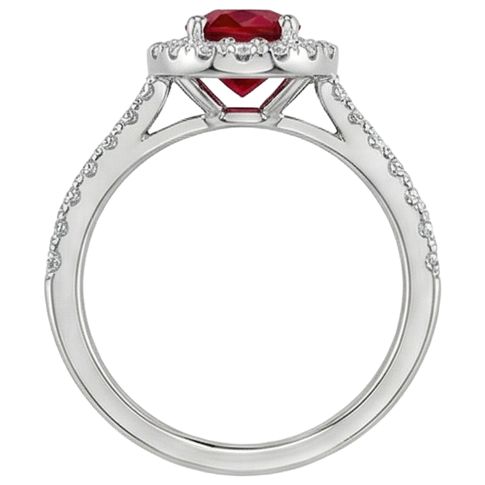 Oval Cut Ruby With Natural Earth Mined Diamonds 4 Carats Wedding Ring White Gold 14K