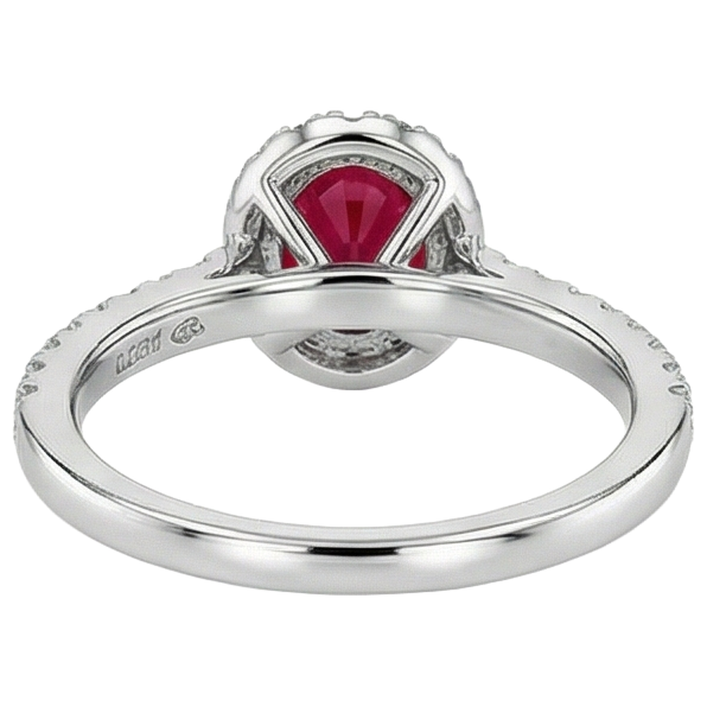 Oval Cut Ruby With Natural Earth Mined Diamonds 4 Carats Wedding Ring White Gold 14K