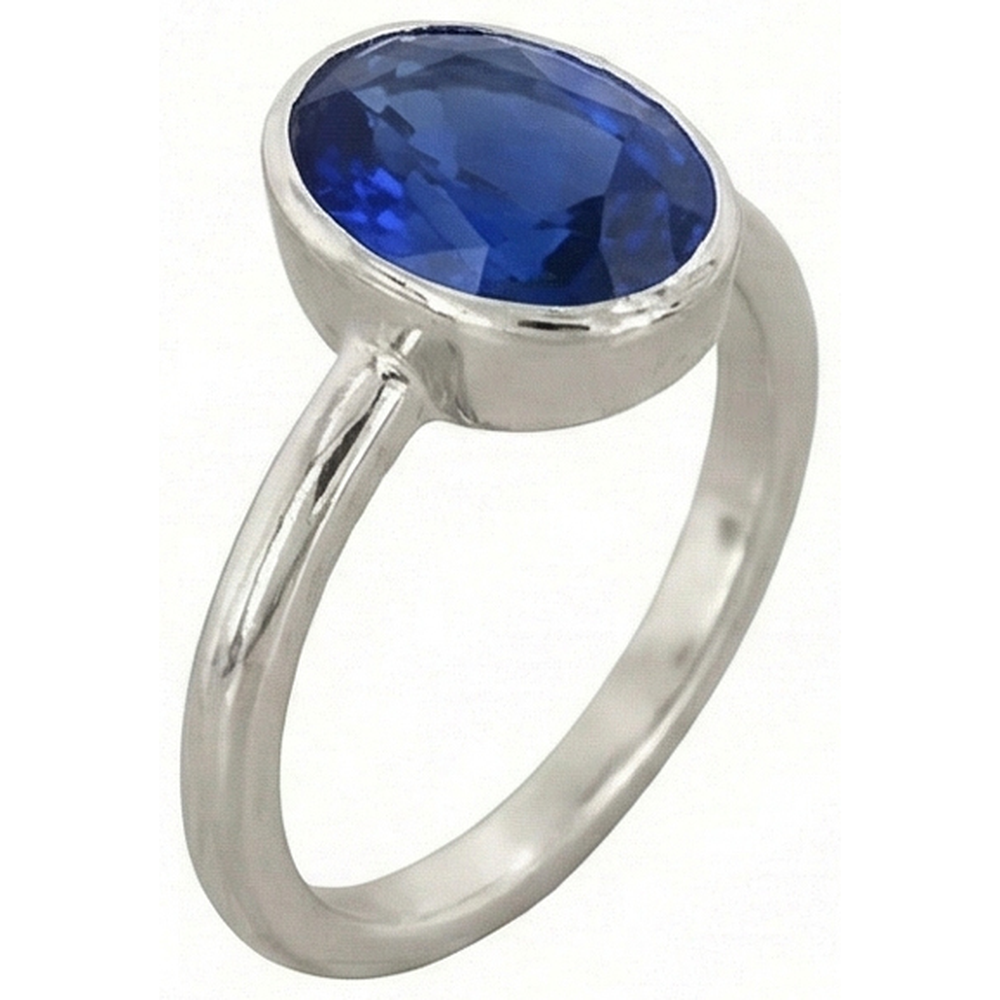 Oval Cut Sapphire Solitaire Ring Bezel Set 2 Carats Ladies Jewellery
