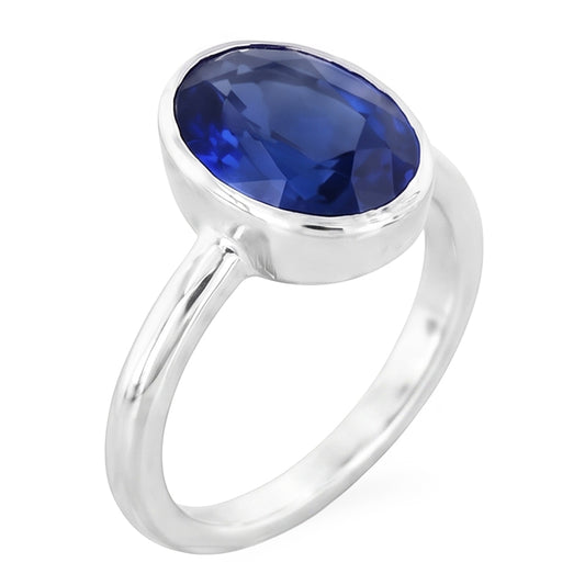 Oval Cut Sapphire Solitaire Ring Bezel Set 2 Carats Ladies Jewellery