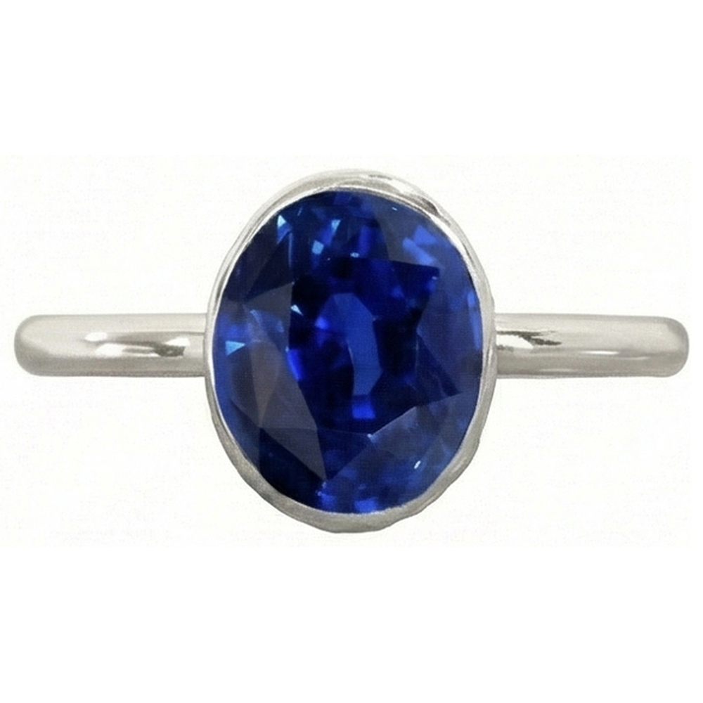 Oval Cut Sapphire Solitaire Ring Bezel Set 2 Carats Ladies Jewellery