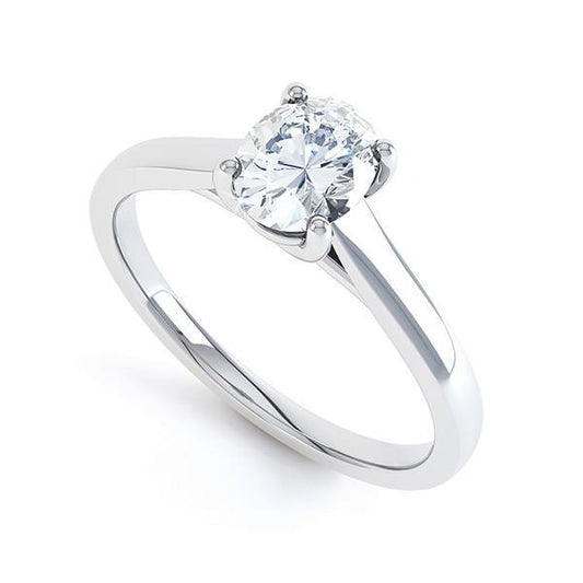 Oval Cut Solitaire 1.25 Carats Genuine Diamond Engagement Ring White Gold 14K