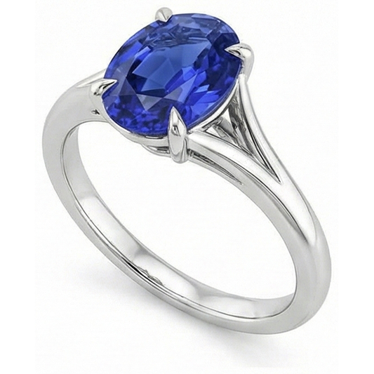 Oval Cut Solitaire Sapphire Engagement Ring