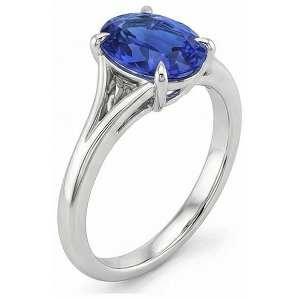 Oval Cut Solitaire Sapphire Engagement Ring