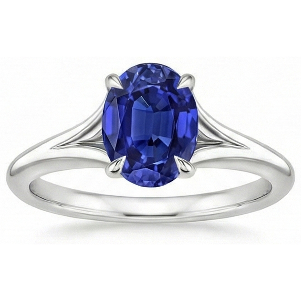 Oval Cut Solitaire Sapphire Engagement Ring
