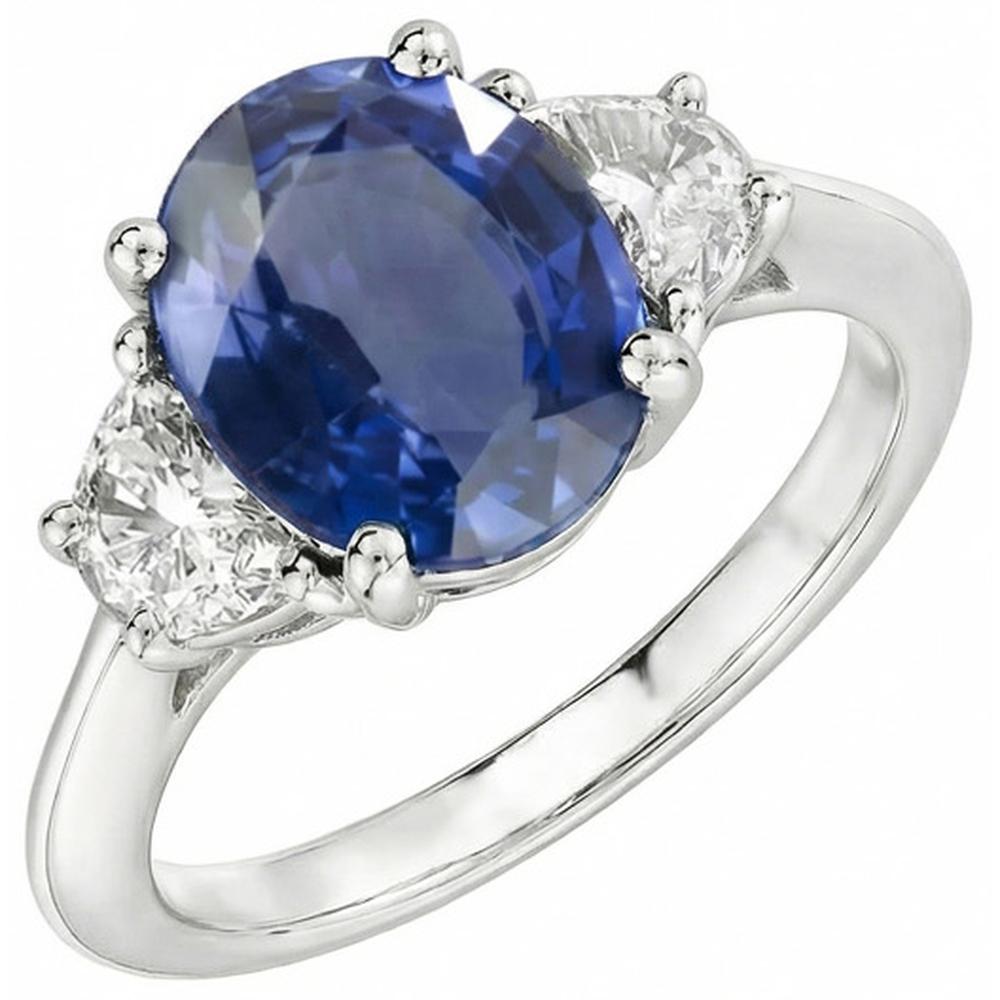 natural oval sapphire 2ct ring side angle