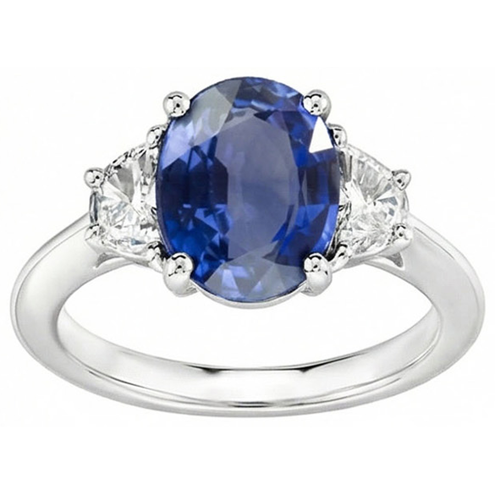 natural oval sapphire 2ct ring front view