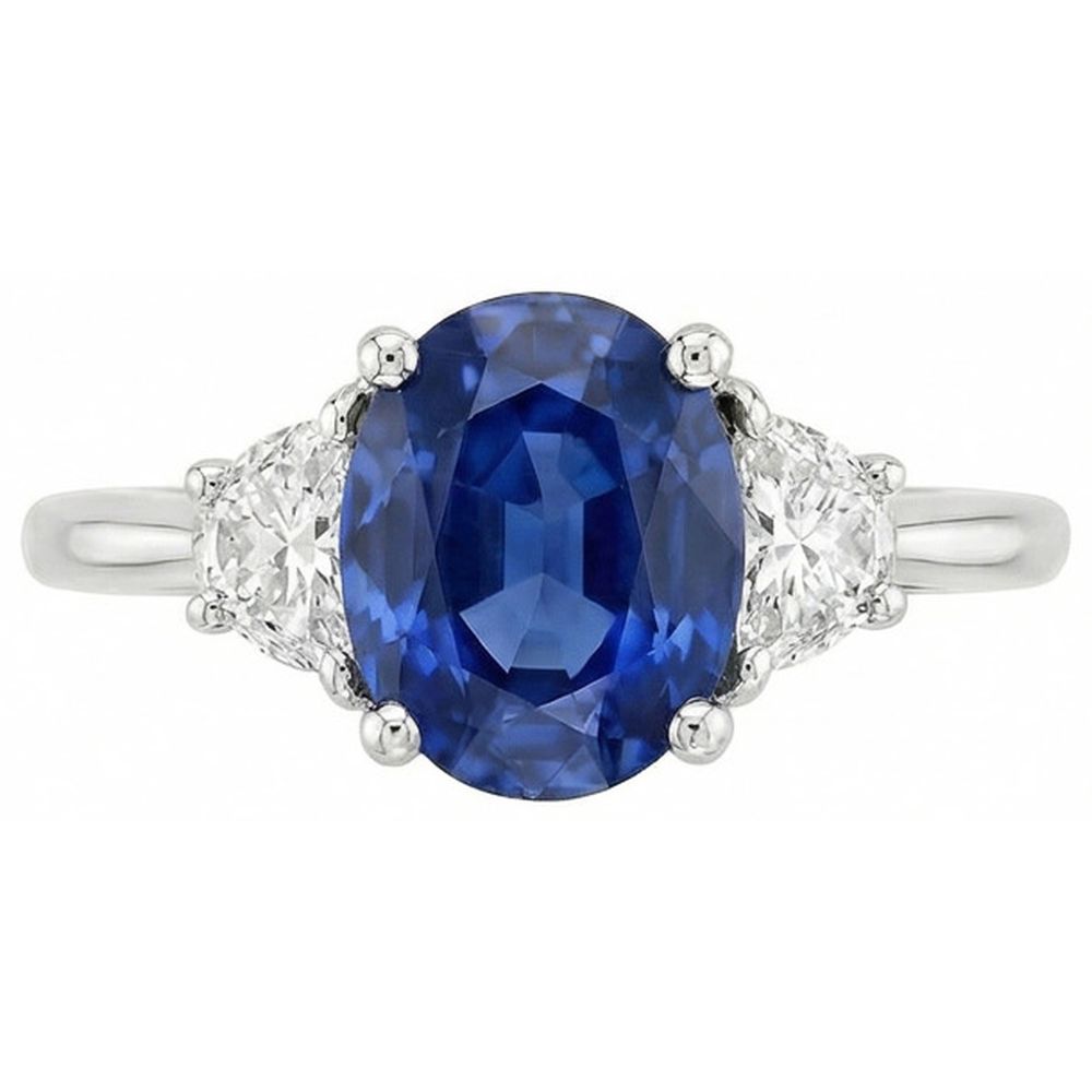 natural oval sapphire 2ct ring close up detail