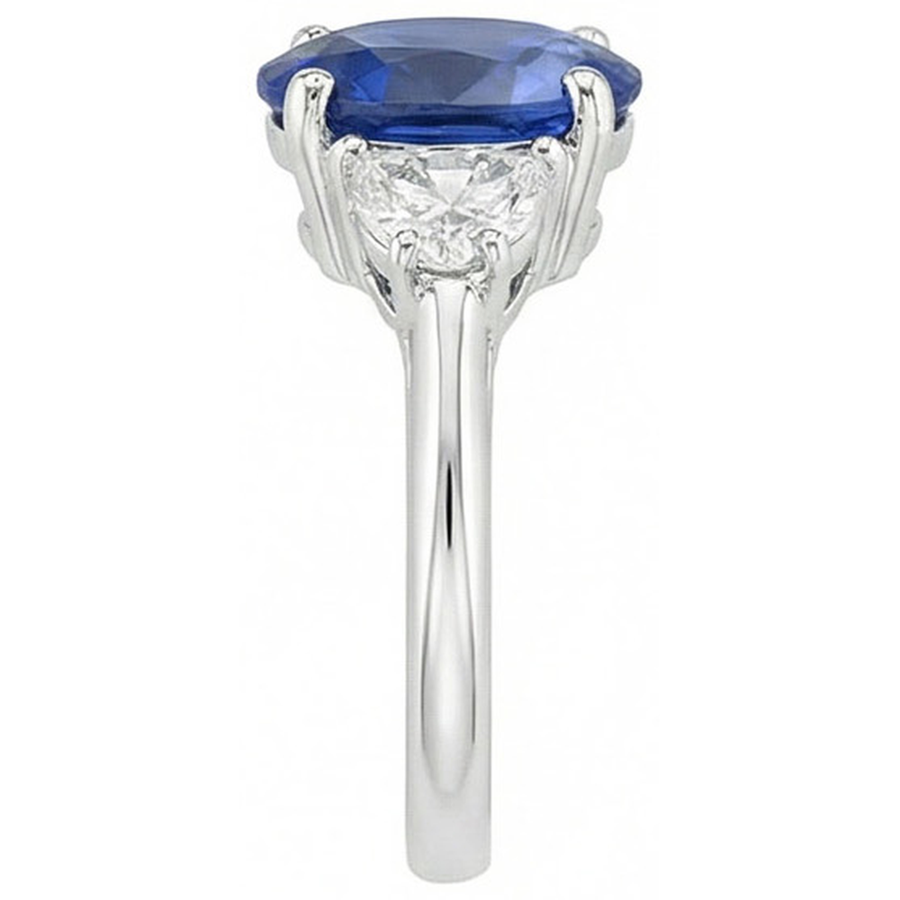 natural oval sapphire 2ct ring profile view