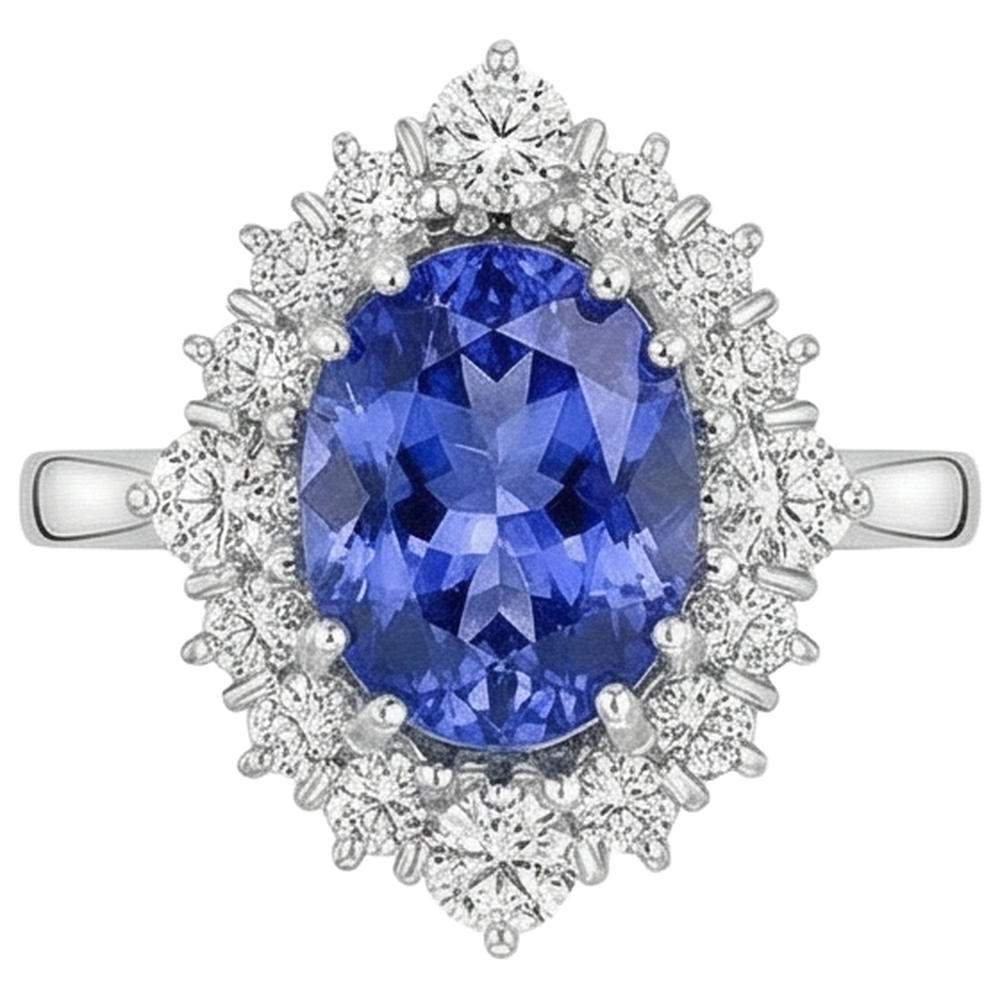 natural round tanzanite 5.20ct ring side angle