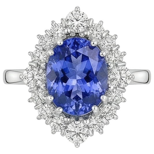 natural round tanzanite 5.20ct ring side angle