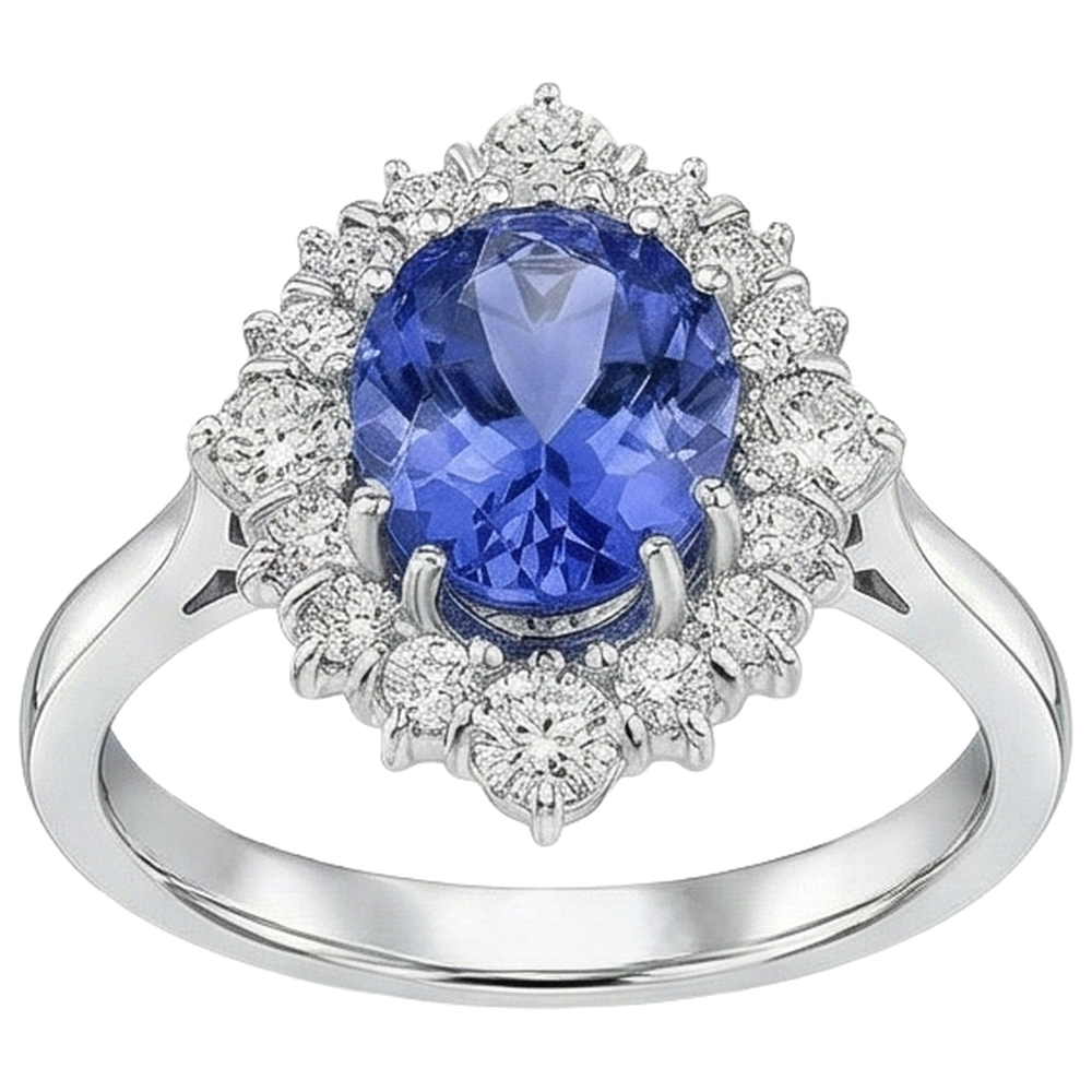 natural round tanzanite 5.20ct ring top view
