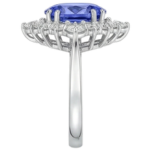 natural round tanzanite 5.20ct ring with diamond accents