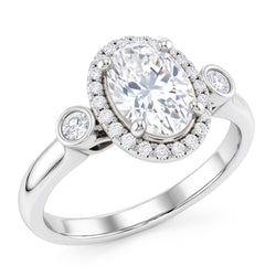 Oval Cut Three Stone Style Natural Earth Mined DIAMOND ( NOT LAB GROWN ) Ring 1.80 Carats White Gold 14K