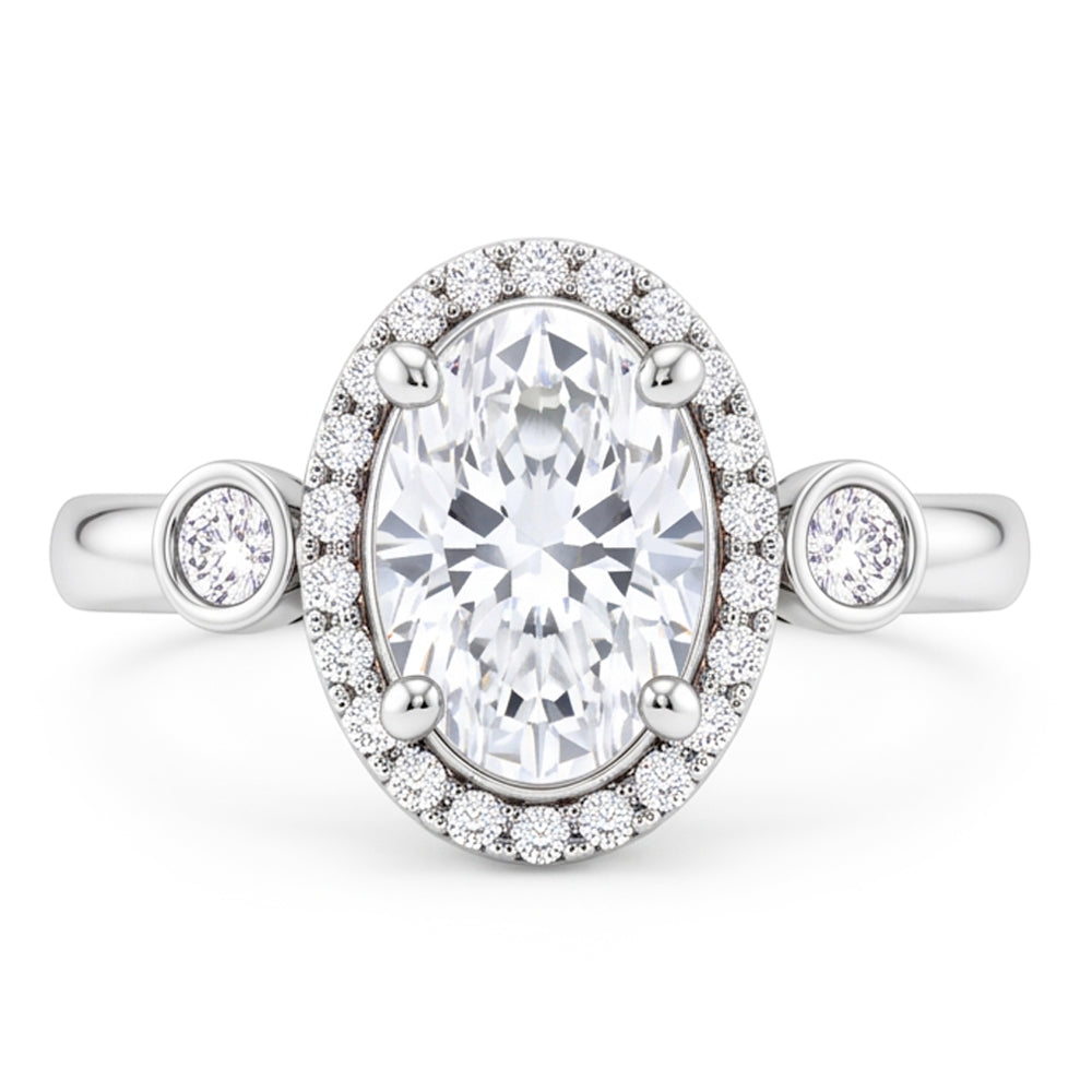 Oval Cut Three Stone Style Natural Earth Mined DIAMOND ( NOT LAB GROWN ) Ring 1.80 Carats White Gold 14K
