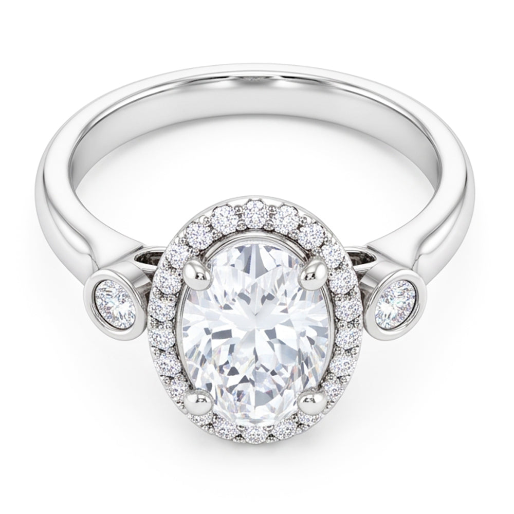 Oval Cut Three Stone Style Natural Earth Mined DIAMOND ( NOT LAB GROWN ) Ring 1.80 Carats White Gold 14K