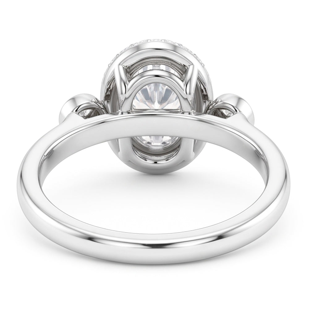 Oval Cut Three Stone Style Natural Earth Mined DIAMOND ( NOT LAB GROWN ) Ring 1.80 Carats White Gold 14K