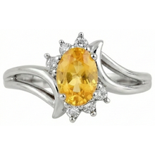 Oval Cut Yellow Sapphire And Round Natural Earth Mined Diamonds Wedding Ring Gold 14K