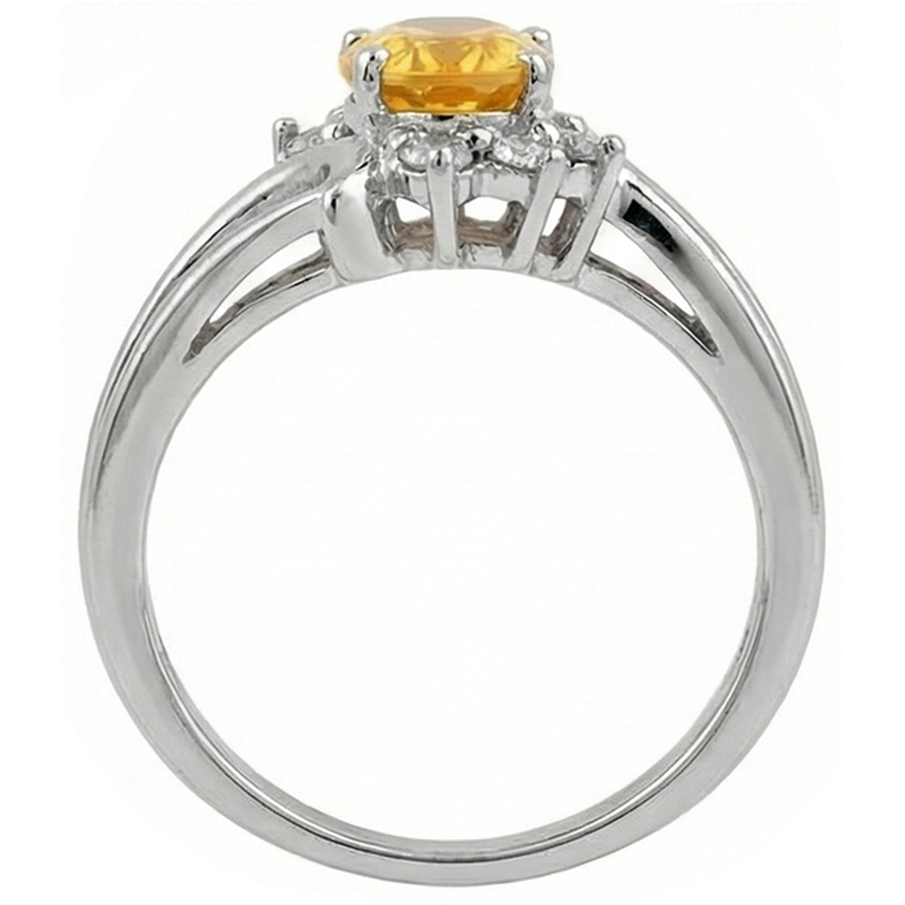Oval Cut Yellow Sapphire And Round Natural Earth Mined Diamonds Wedding Ring Gold 14K