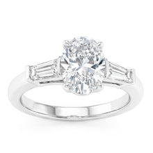 Oval Diamond Three Stone Ring in 14K White Gold – 3 ct