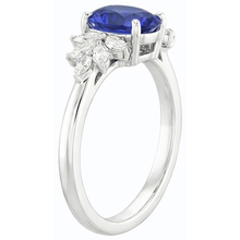 Oval Gemstone Blue Sapphire Ring With Marquise Natural Earth Mined Diamonds 3.50 Carats