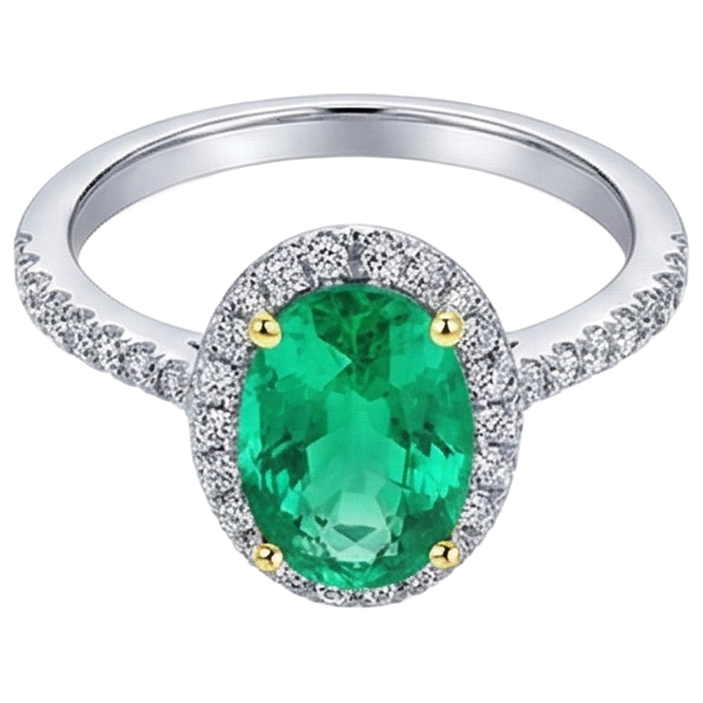 Earth-Mined Fine Emerald Gemstone Ring – side view
