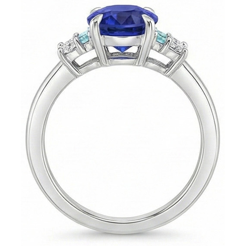 natural round sapphire 4ct ring top view