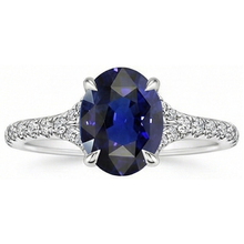 Oval Gemstone Ring Deep Blue Sapphire With Accents Jewellery 3.75 Carats
