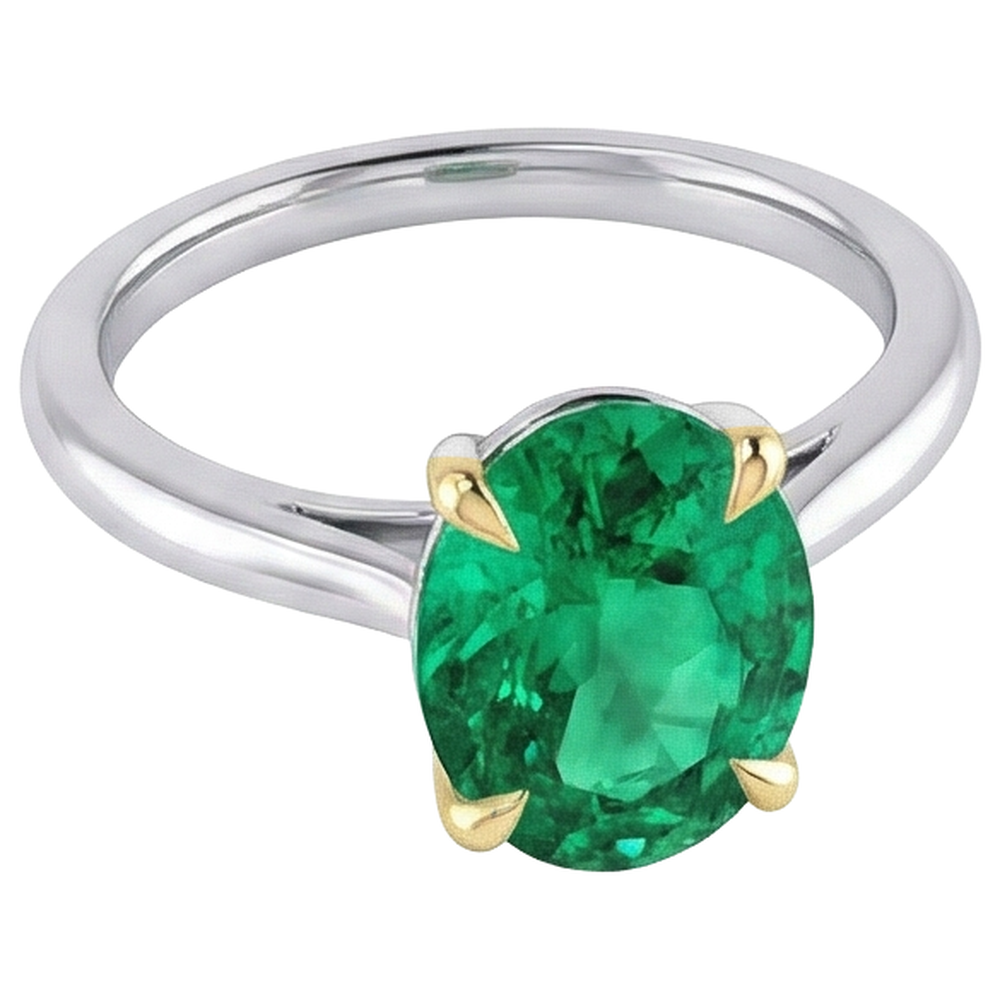 Genuine Fine Emerald Colored Stone Ring – angle view