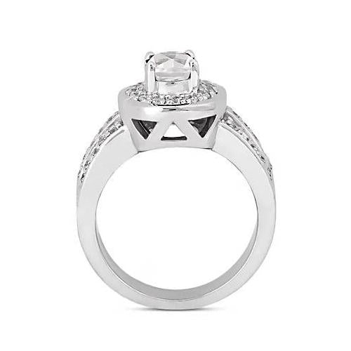 Oval Genuine Diamond Halo Engagement Ring White Gold 14K Jewelry
