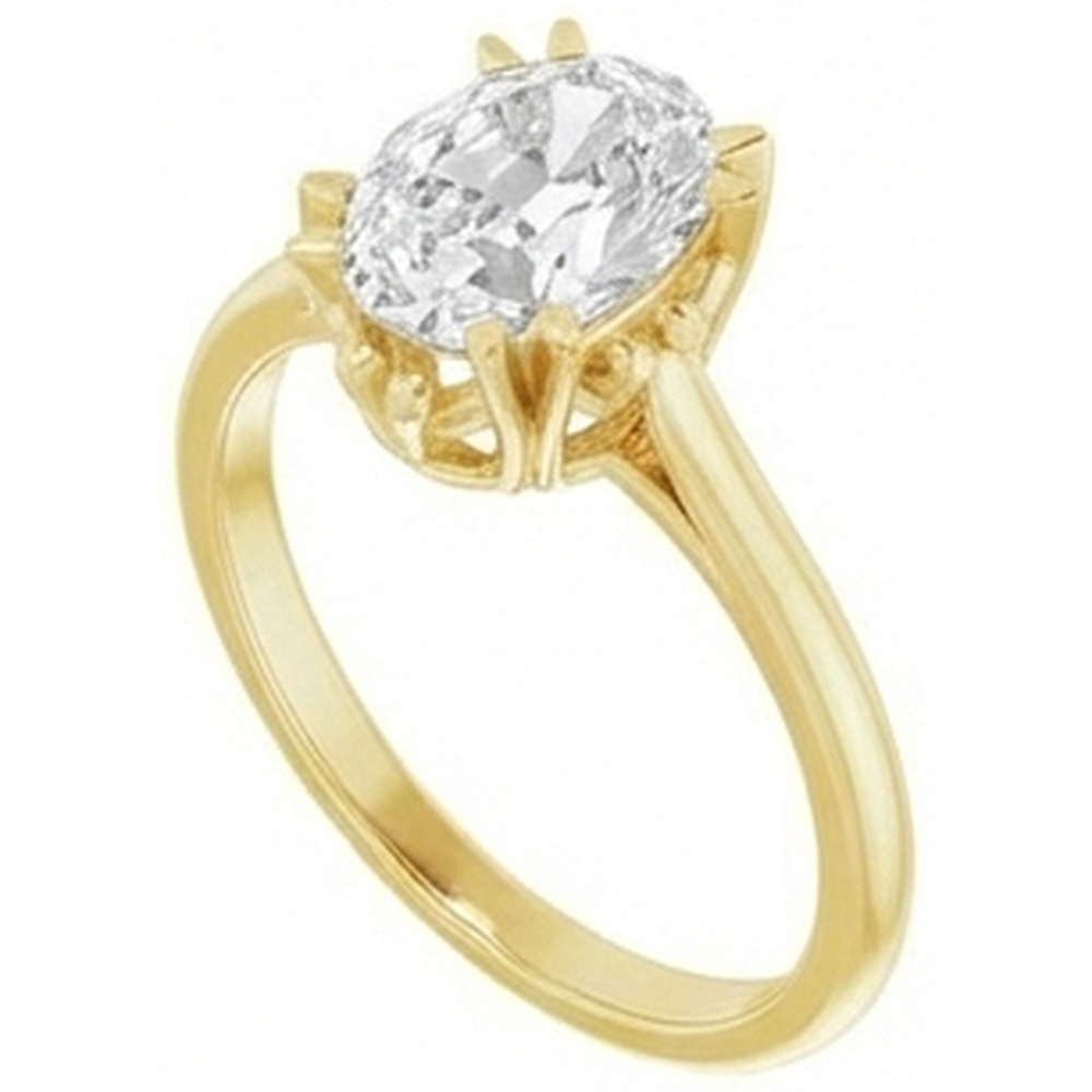 Solitaire Ring 14K Yellow Gold with Brilliant Diamond – side view