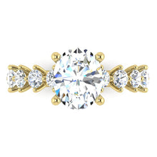 Oval Genuine Diamond Ring With Accents Yellow Gold