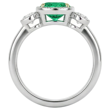 Oval Fine Emerald ring in Two-Tone 14K Gold – back view