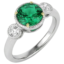 Fine Emerald Oval Gemstone Ring in Two-Tone 14K Gold – front view