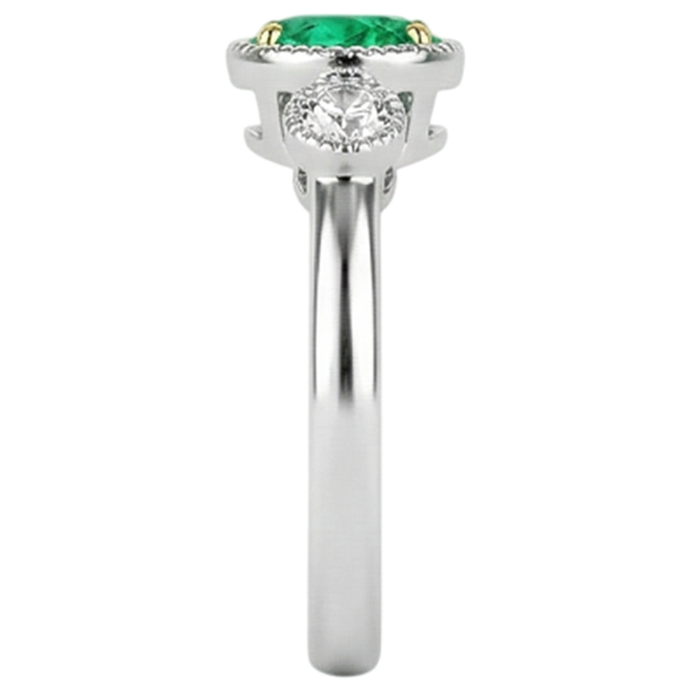 Exquisite Fine Emerald Gemstone Ring 2 ct – top view