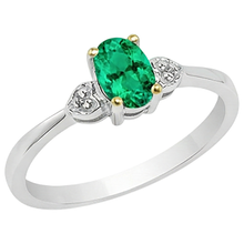 Colored Stone Ring Two-Tone 14K Gold with Emerald – front view