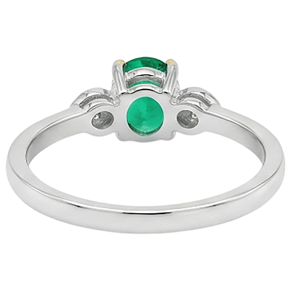Emerald Colored Stone Ring 2-ct Two-Tone 14K Gold – back view